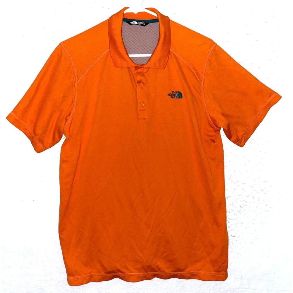 The North Face Shirt Mens M Orange Short Sleeve Horizon Polo Snap Button